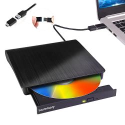External DVD Drive USB 3.0 Type-C USB Portable Player For Laptop CD DVD +/-RW Disk Drive CD ROM Burner Writer CD/DVD Burner Reader Compatible With Des