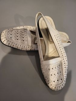 👡 Bellini Sport Breeze Women’s 7.5 White Leather Woven Slingback Flats