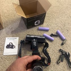LED Rechargeable Headlamp 4500 High Lumens, 95 Hours Endurance Head Lamp with Zoomable & 12 Modes & IPX7 Waterproof & 125° Adjustable, Super Bright He