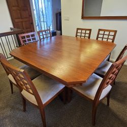 Beautiful Nine Piece Dining Table Set With Matching Hutch