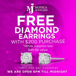 Free diamond earrings with $200 purchase