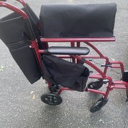 Walgreens Ultra Light  19” Seat Width Transport Wheelchair With Storage 