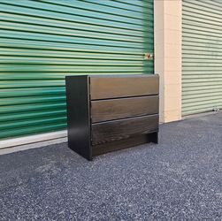 Vintage Danish Ebonized Ash Petite Dresser Oversized Nightstand Side Table Scandinavian Mid Century