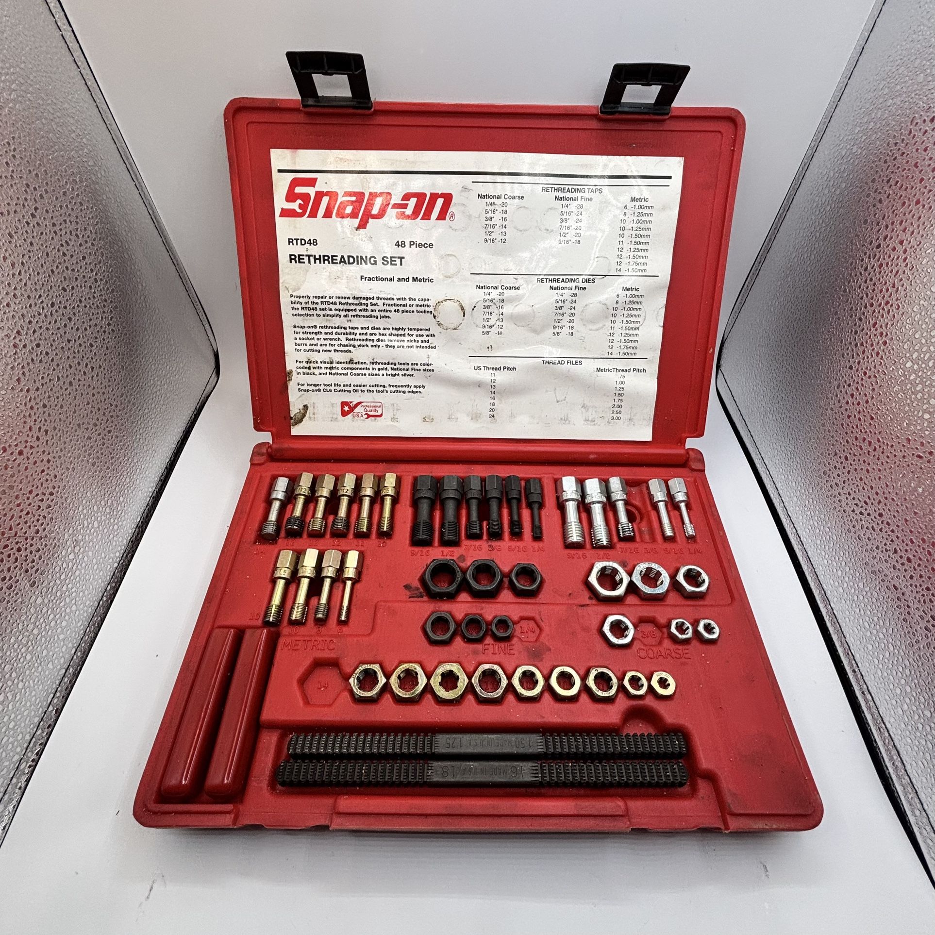 Snap-on Tools RTD48 48pc Rethreading Set Fractional + Metric