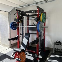 PRO SERIES Ultimate 3-1 Half Rack Functional Trainer w/Smith Machine Bar | 400lb Stack | Gym Equipment | Fitness | Commercial | Squat Rack 