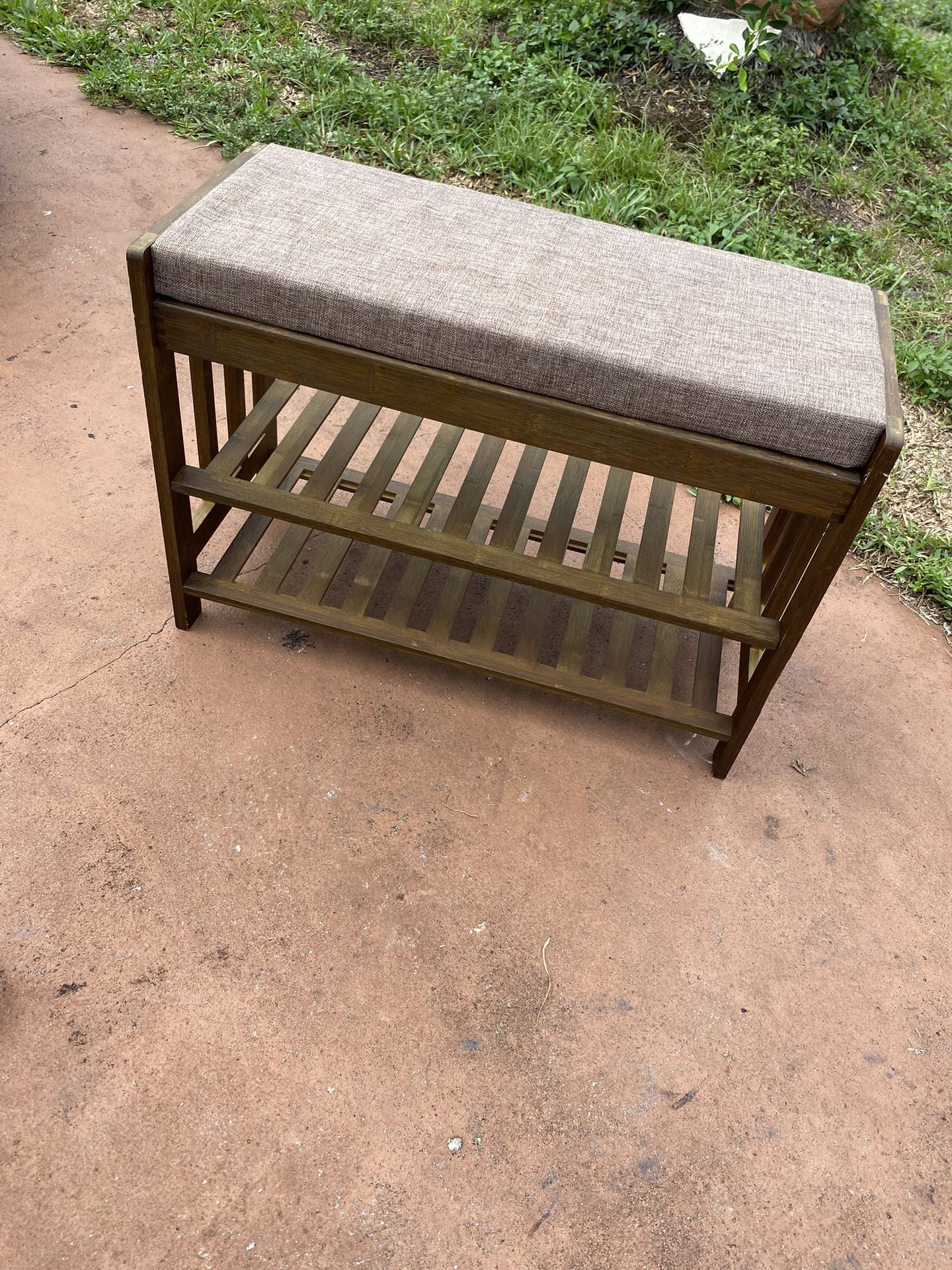 2 Tier Shoe Bench Storage with Seating Upholstered Bench - Shoe Rack for Front Door Entrance, Indoor Shoe Organizer for Living Room, Balcony