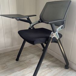 Black Desk Chair Tablet Arm Chair Caster Wheels Mesh Office Student  Gray mesh flexible back chrome trim