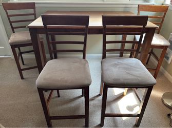 Solid Wood Dining Table with 4 Chairs