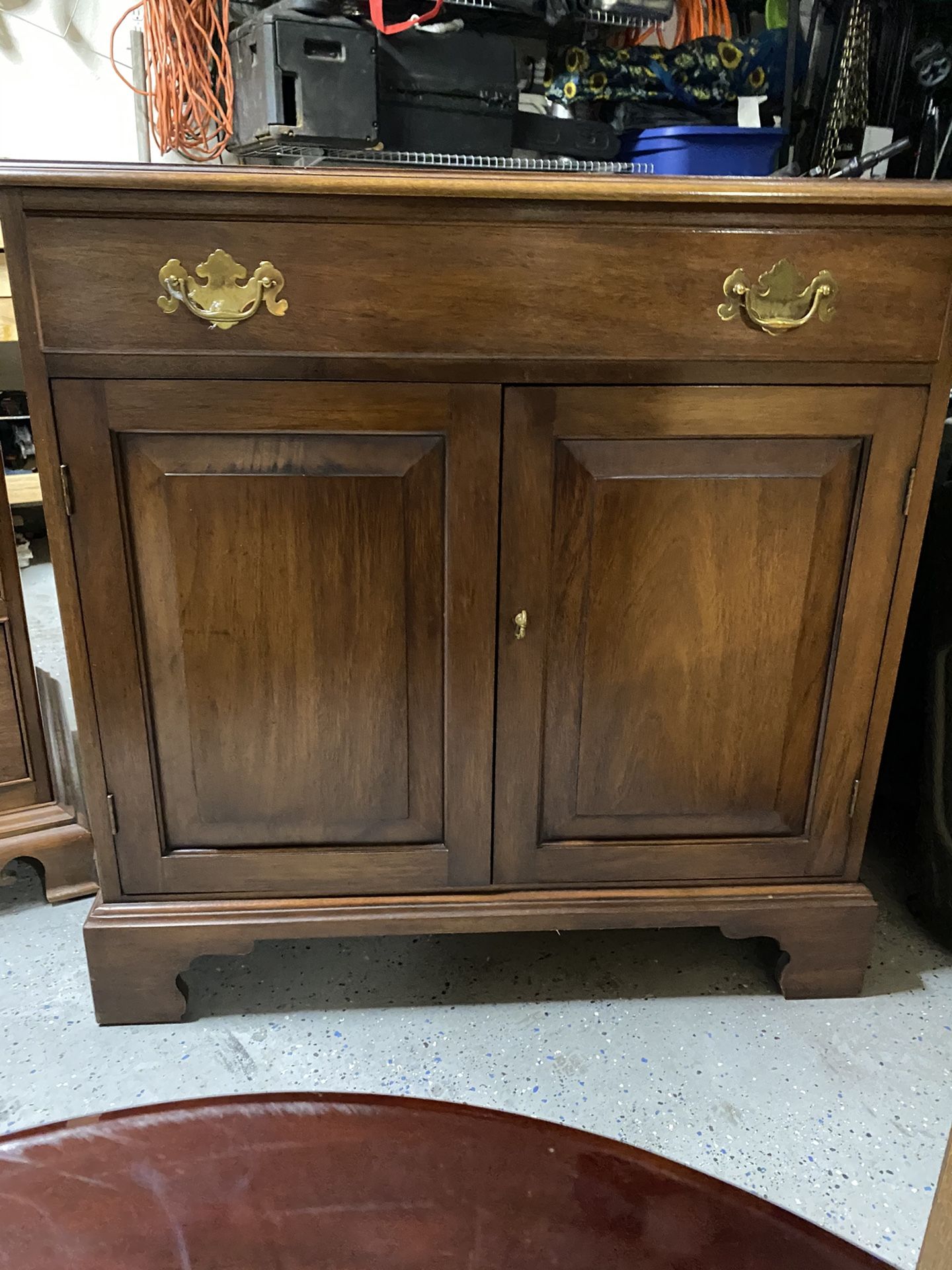 Henkel Harris Solid American Black Walnut Nightstand And Table Cherry Finish High End Used Furniture In Great Condition