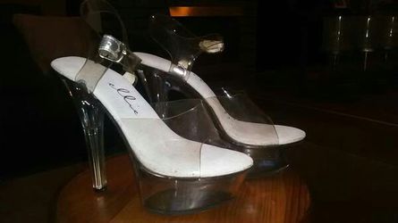 Clear High Heel Stiletto Ankle Struap Sandals* Size 7 Elle brand