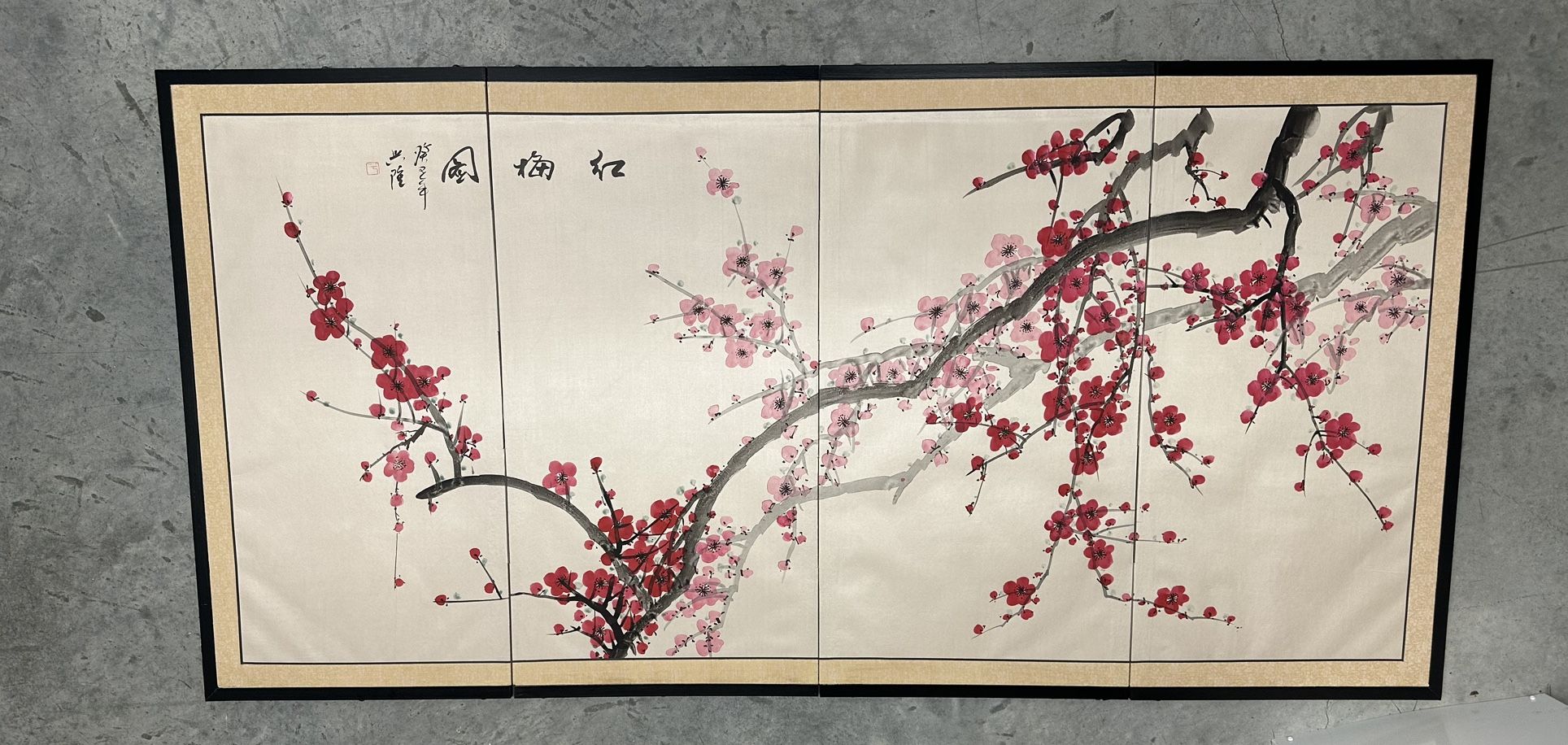 Korean Plum Blossom Folding Screen – 72” x 36”