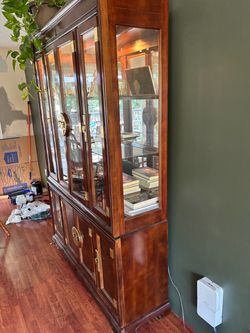 Large Wood and Glass China Display Cabinet