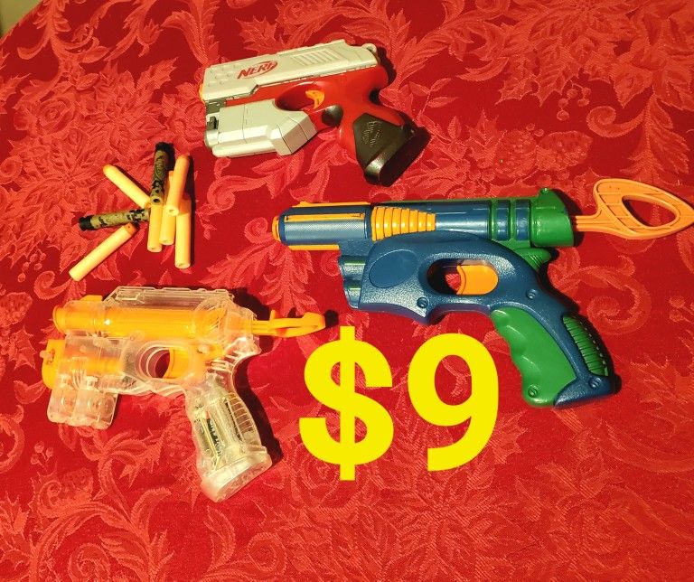 3 Nerf Toy Guns