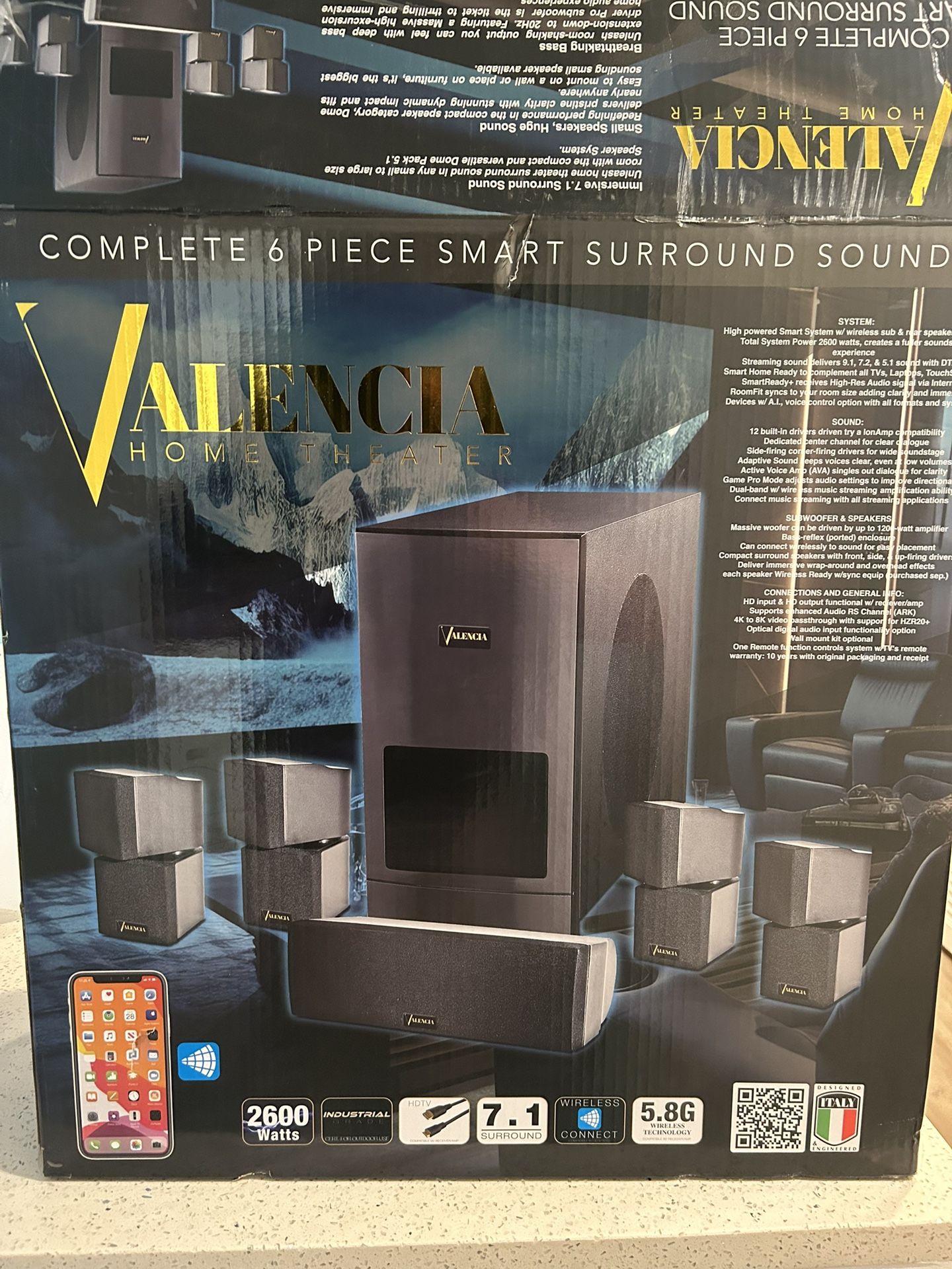 Valencia Home Theater 6 Piece Smart Surround Sound 