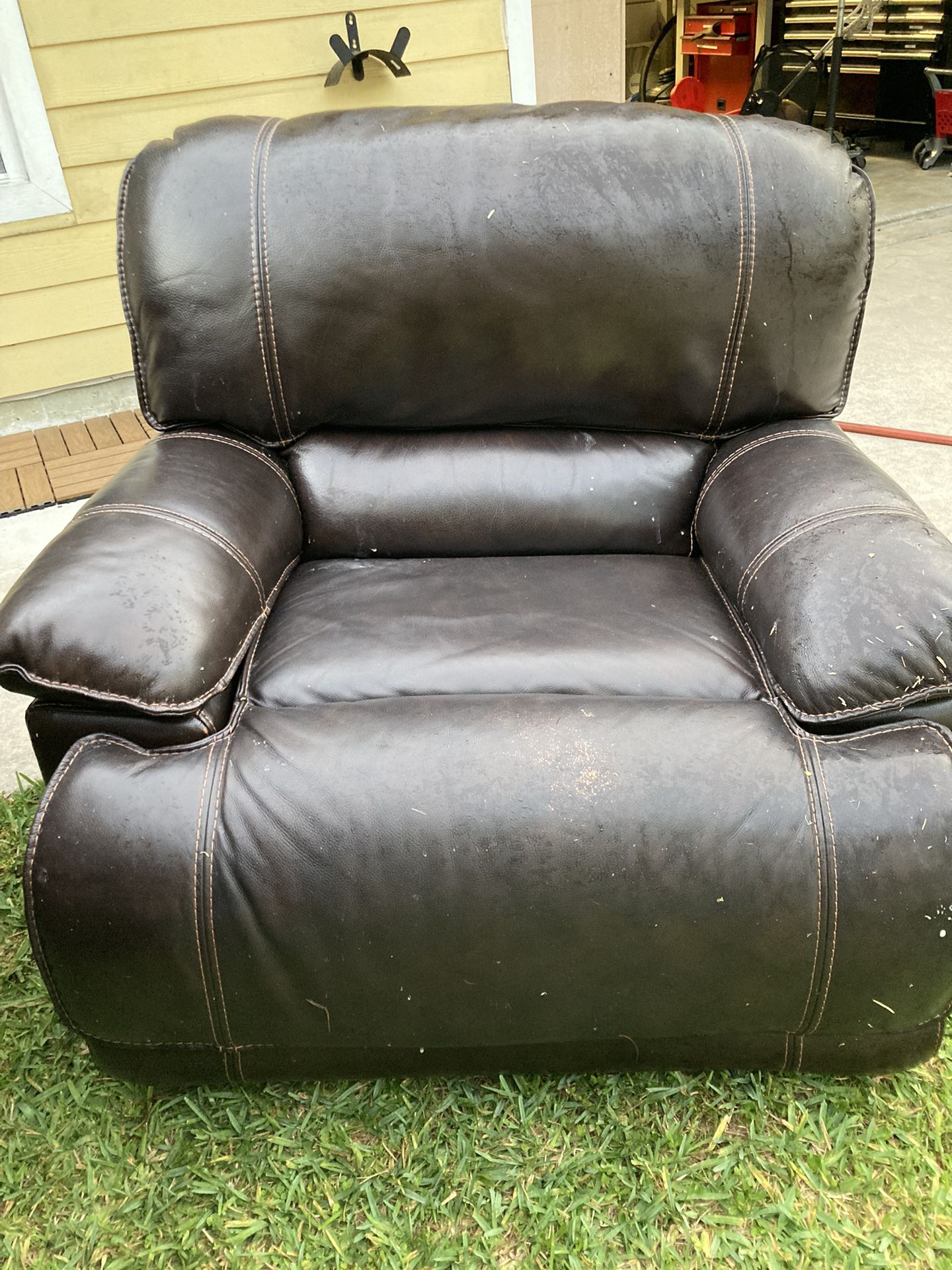 Leather Couch And Reclining Chair 