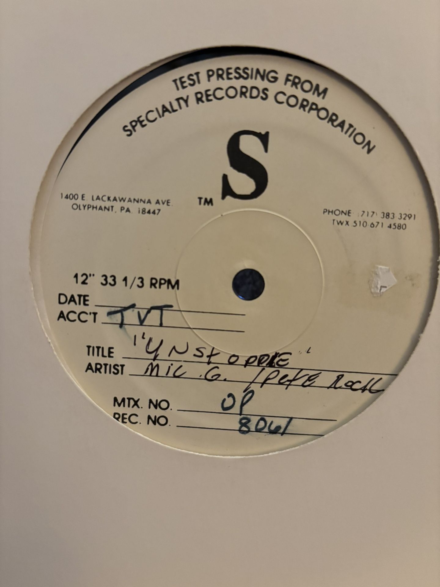 🔥 “Unstoppable” by Mil G. and Pete Rock Test Pressing