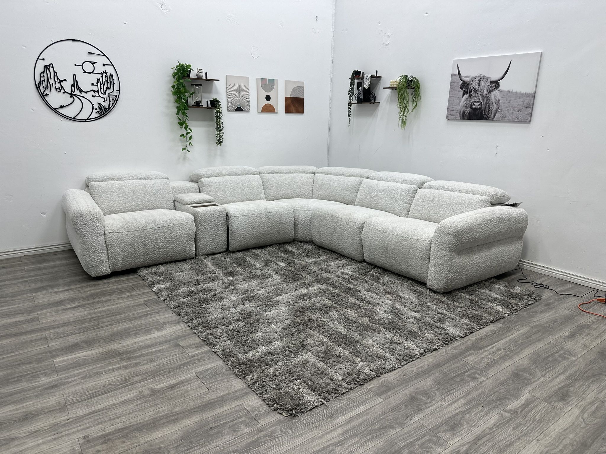 White Recliner Sectional Couch - Free Delivery 