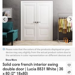 Solid core french interior swing double door