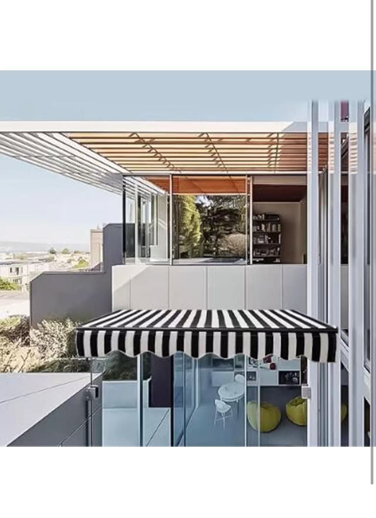 13x8ft Black & White Striped Retractable Awning Fabric - 99% UV Block, Waterproof Aosibù, Fade/Tear Resistant, Fits Patio & Deck(13x10ft) $100