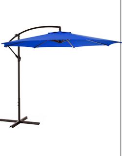 10ft Offset Cantilever Patio Umbrella – Blue  Outdoor Sun Shade