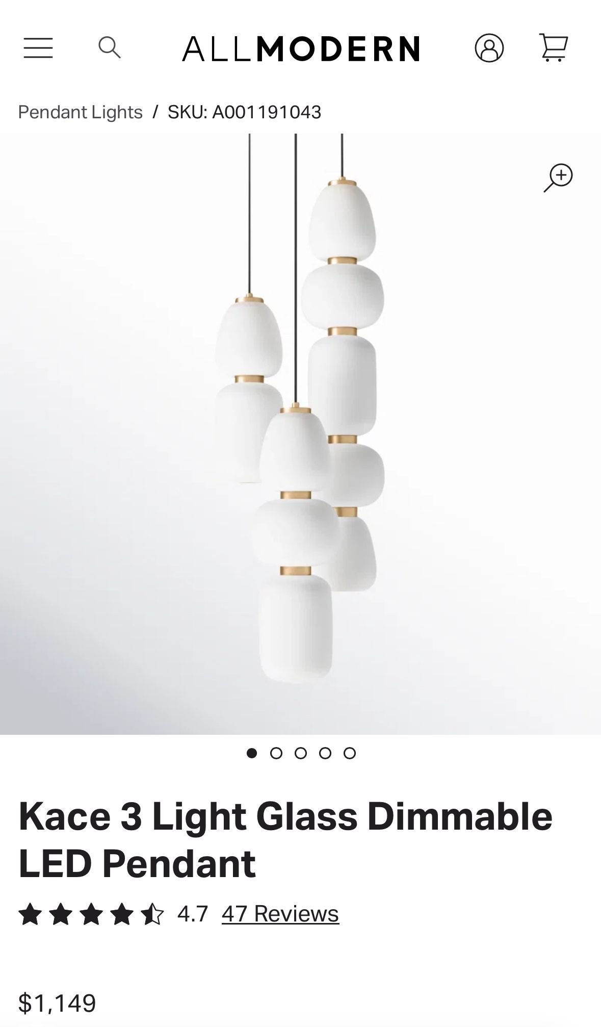 All Modern - Kace 3 - Light Black/Gold LED Cluster Pendant