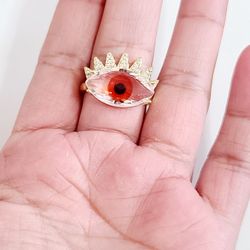 Red Evil Eye Adjustable Women's Ring.  One size. New 