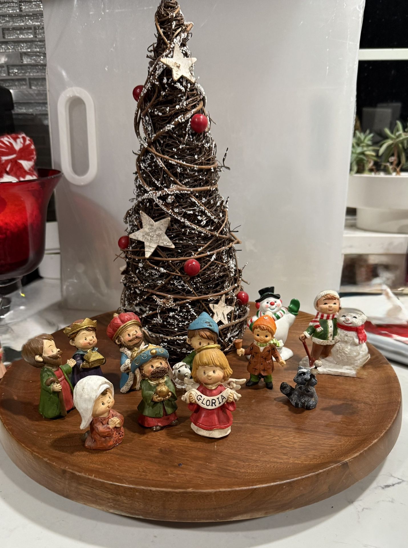 12 Small Vintage Resin / Plastic Christmas Figurines to Enhance Your Christmas Village / Home Decor