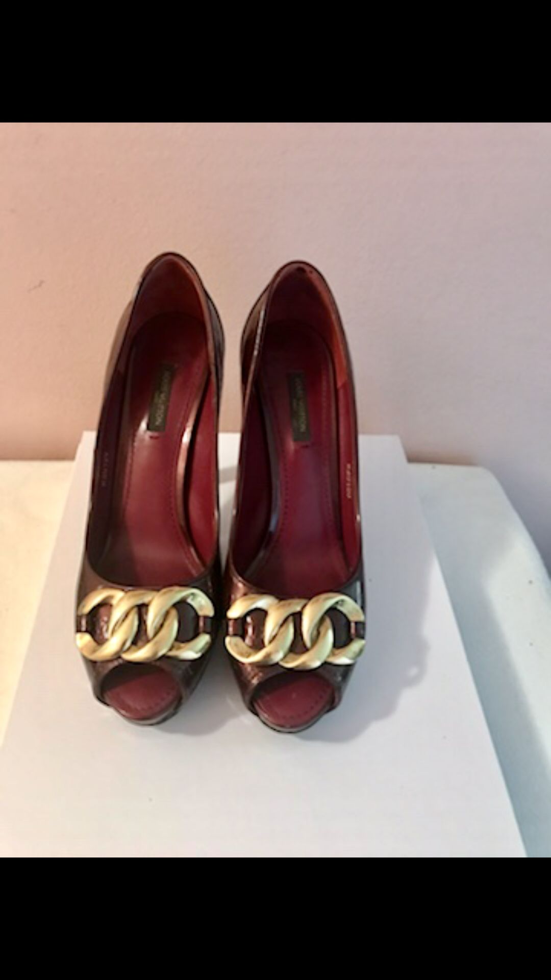 LOUIS VUITTON , BURGUNDI SHOES SIZE 37.5