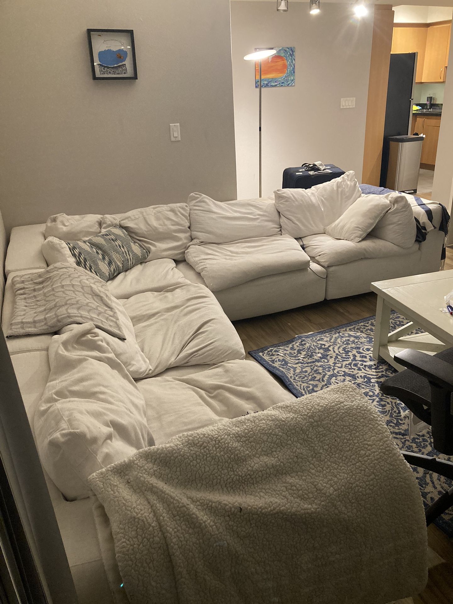 MASSIVE (easy to move) white sectional couch
