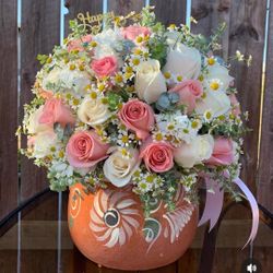 Ollitas De Barro Con Flores