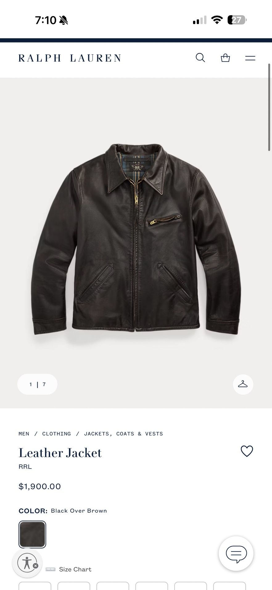RL Leather Jacket Men’s XXL