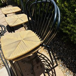 Patio Table Chairs  • Furniture • 6- Metal Chairs w/ Built-In Cushioned Seats (Stackable For Storage Space) Willing To Sell As A Set Of: 2 - 4-  Or  6