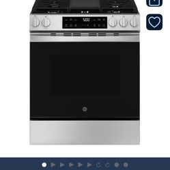GE Crisp Mode 30-in 5 Burners 5.3 cu ft Sliden -In Natural Gas Range (Stainless Steel)