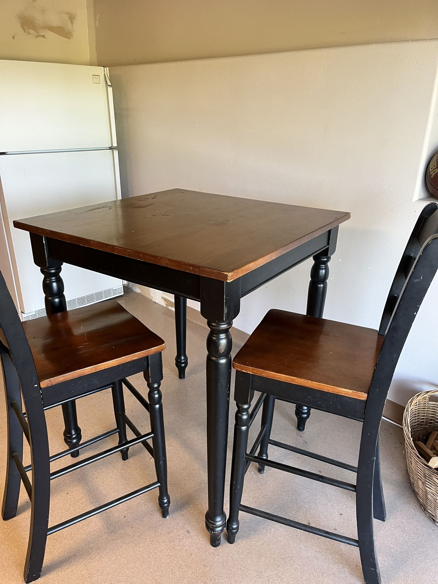 Wooden Bar Table And Two Chairs