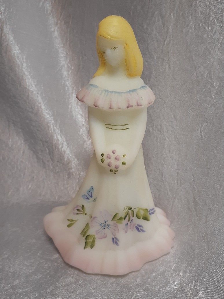 Fenton Art Glass Bridesmaid Figurine Hand Painted & Signed 