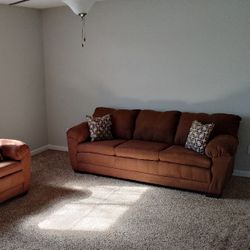 Adobe Chocolate Loveseat And Sofa W/ Pillows 