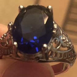 Size 7 Blue Gemstone Ring New 