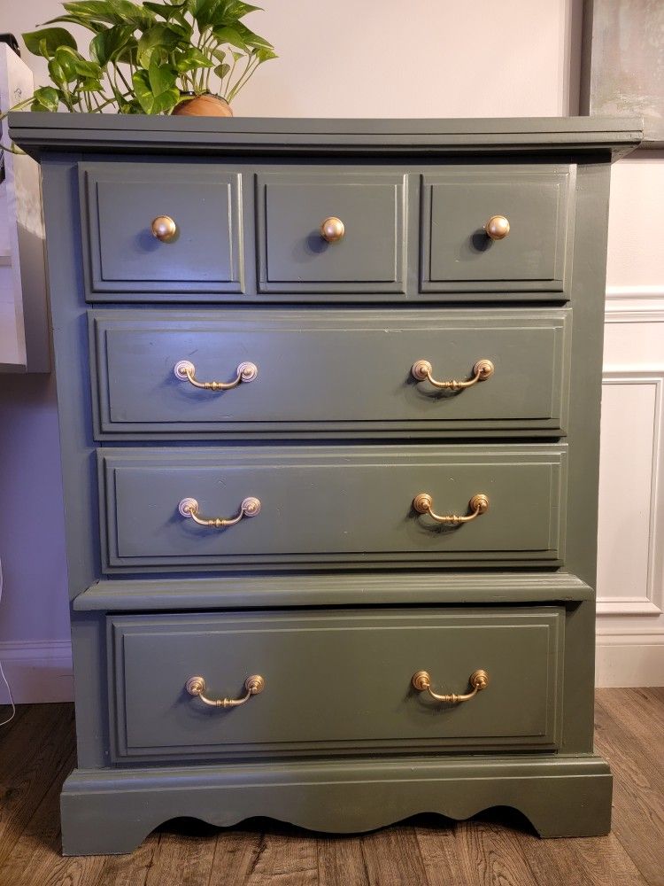 Chest Of Drawers Solid Wood Sage Green