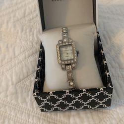 Charter club  Silver Brasalet  With crystals watch