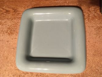 VINTAGE HAEGER TEAL 11" SQUARE ART DECO DISH 2177