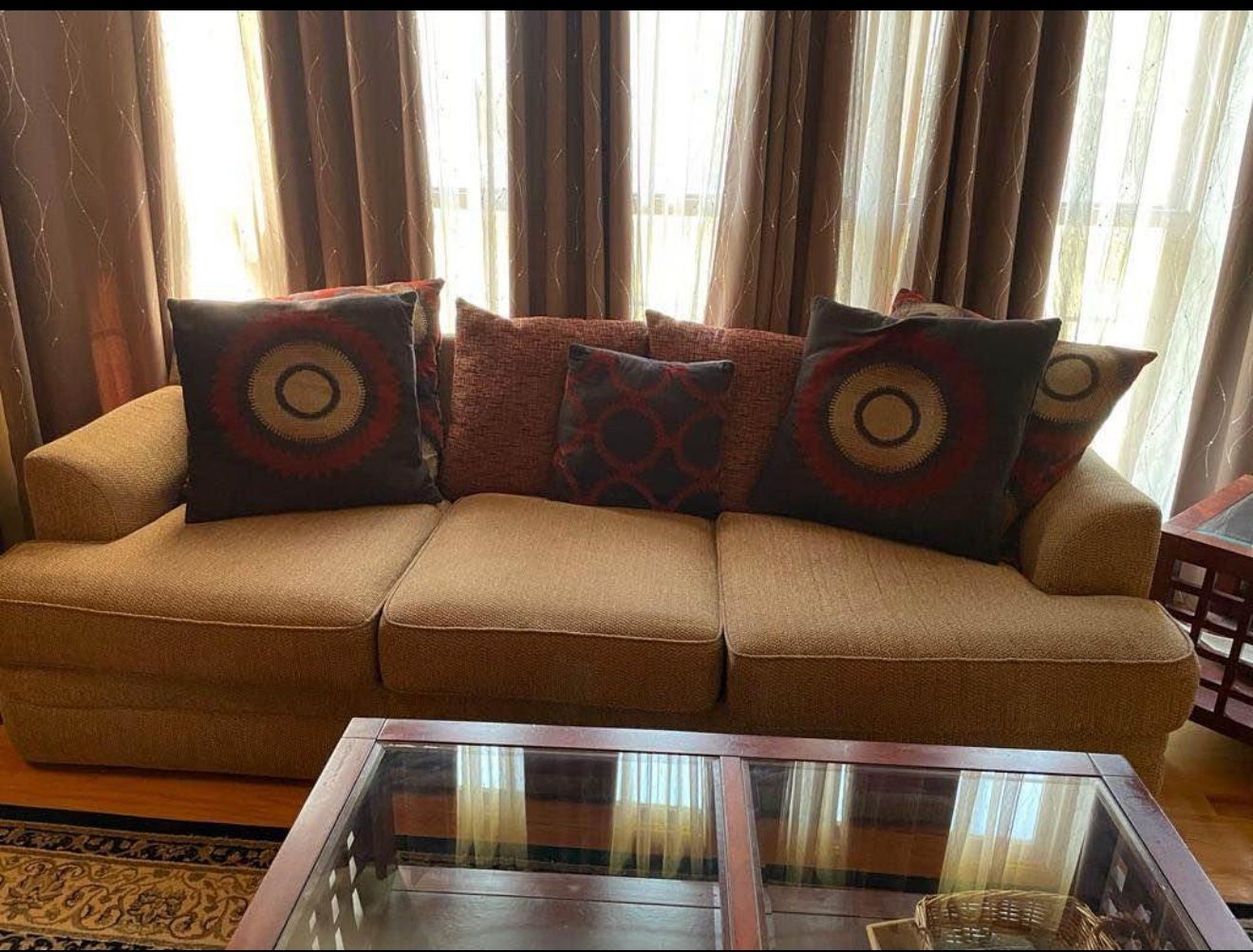 Couch set with love seat and coffee table with two side table