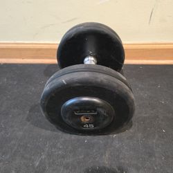 Single 45lb Prostyle Rubber Coated Dumbbell--