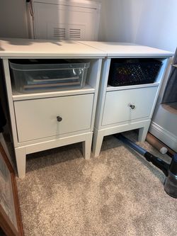 Ikea Idanas White Nightstands (2)