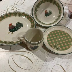 Rooster Morn dinnerware set/Julie Ingleman Designs.