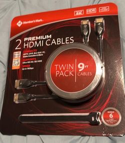 Member’s Mark 2-Pack Premium HDMI Cables – NEW SEALED