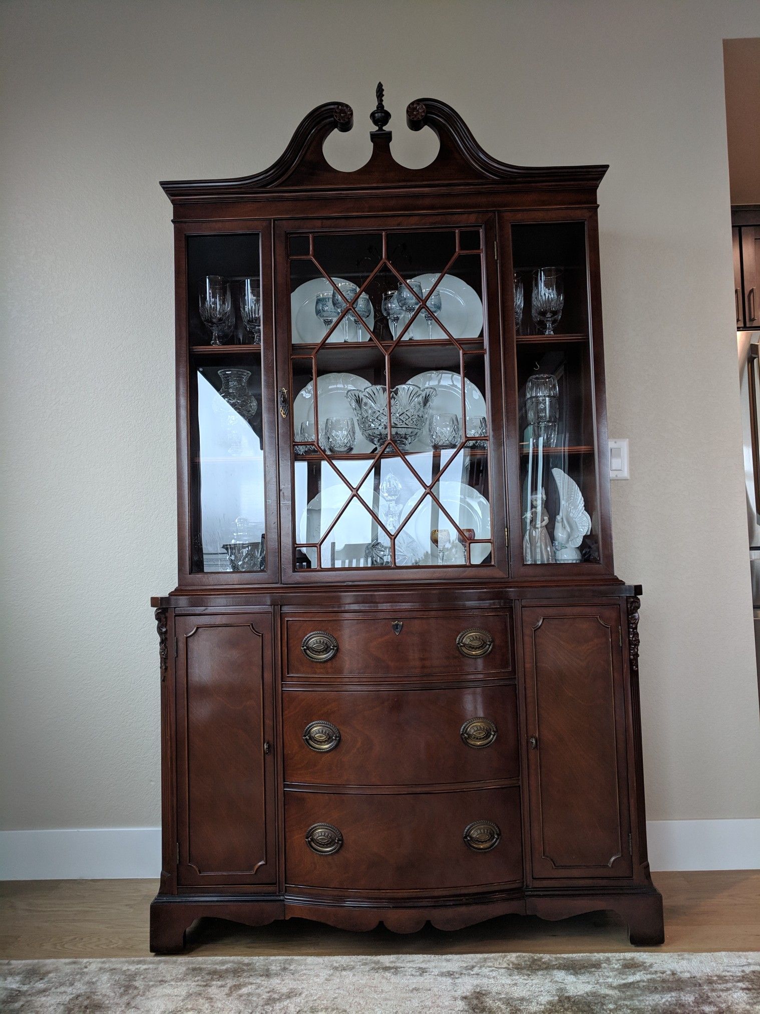 1930's Solid mahogany china cabinet