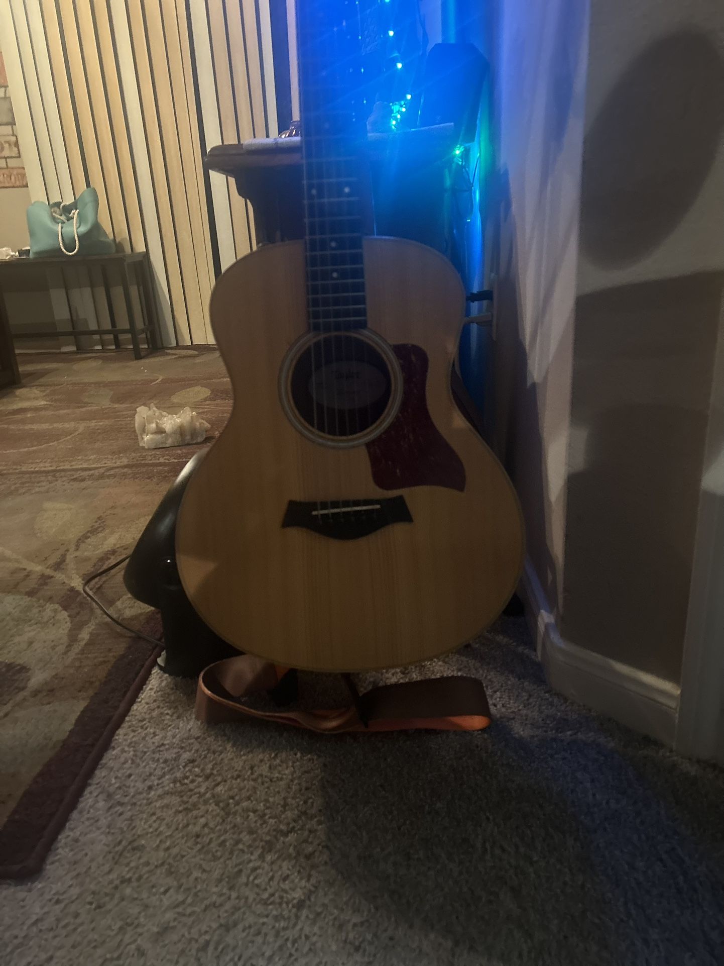 Taylor Acoustic Electric Guitar With Soft Case and cool strap