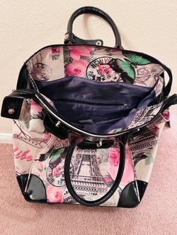 Paris Floral Print Tote Bag