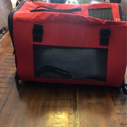 Pet carrier red fabric with nylon mesh