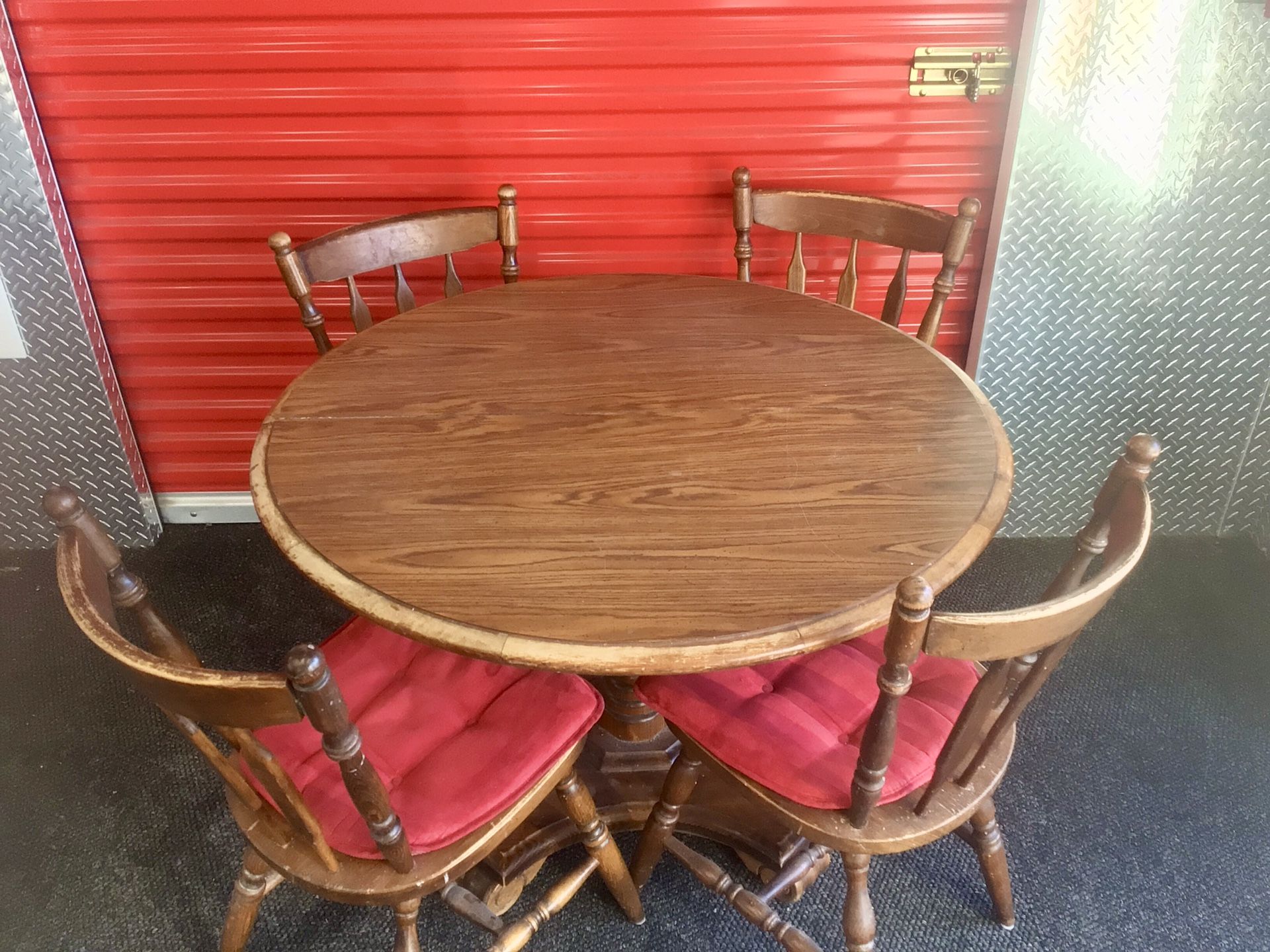 Wood Dining Table With Four Chairs And A Leaf - Will Deliver